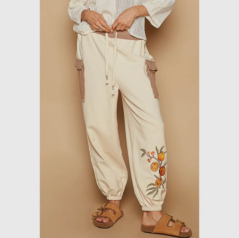 Vintage Washed French Terry Embroidered Jogger