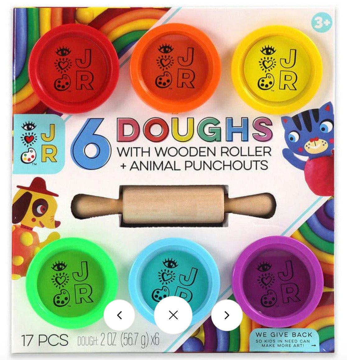 Iheartart Jr Set of 6 Doughs + Wooden Roller