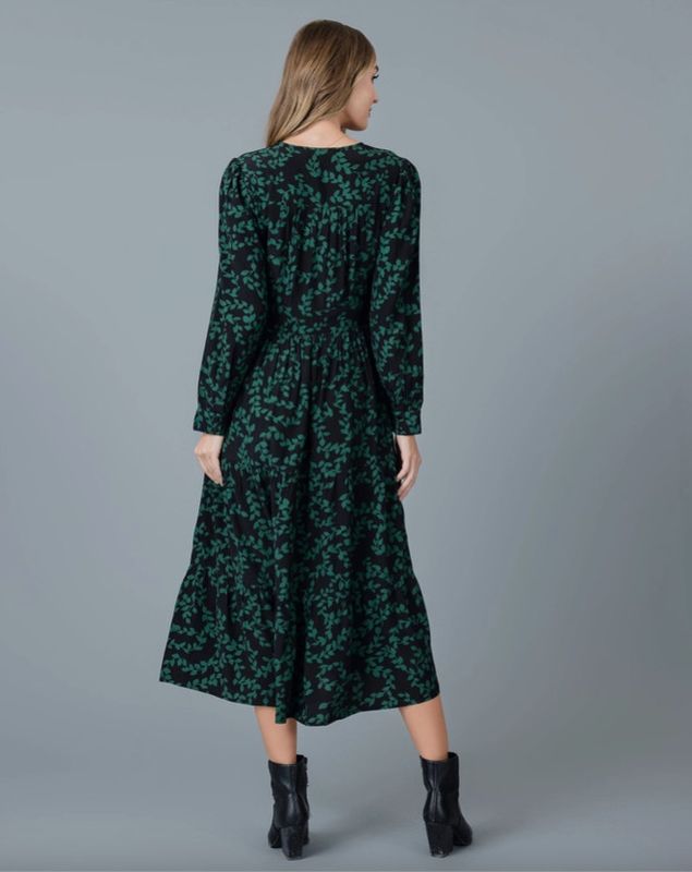 Aven Dress, Black/Green Combo