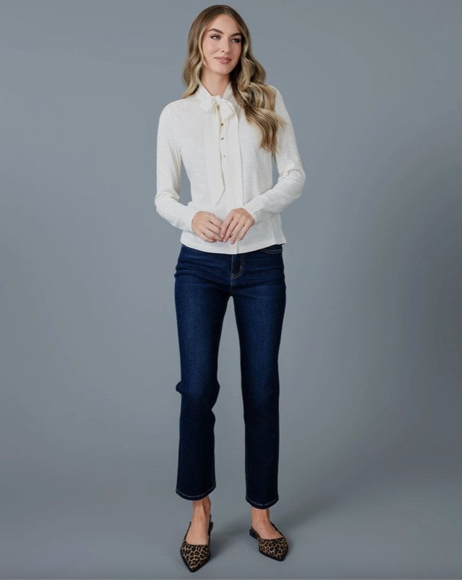Tie Neck Tee, Coconut Milk