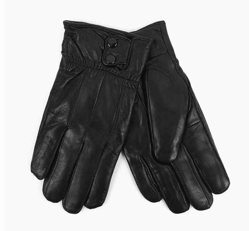 Genuine Leather Winter Gloves with Soft Acrylic Lining, L/XL, Black