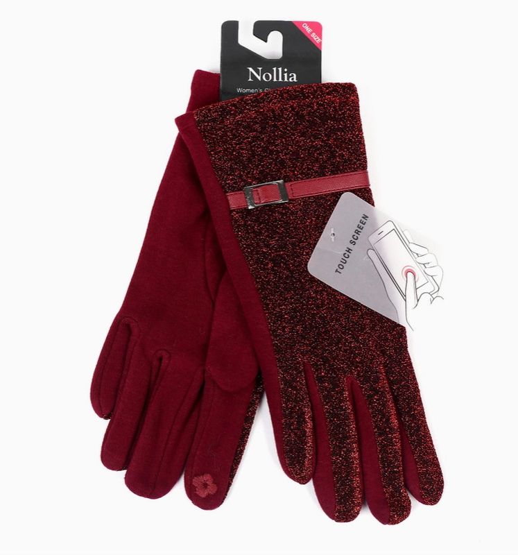 Sparkly Touch Screen Winter Gloves, OS, Burgundy