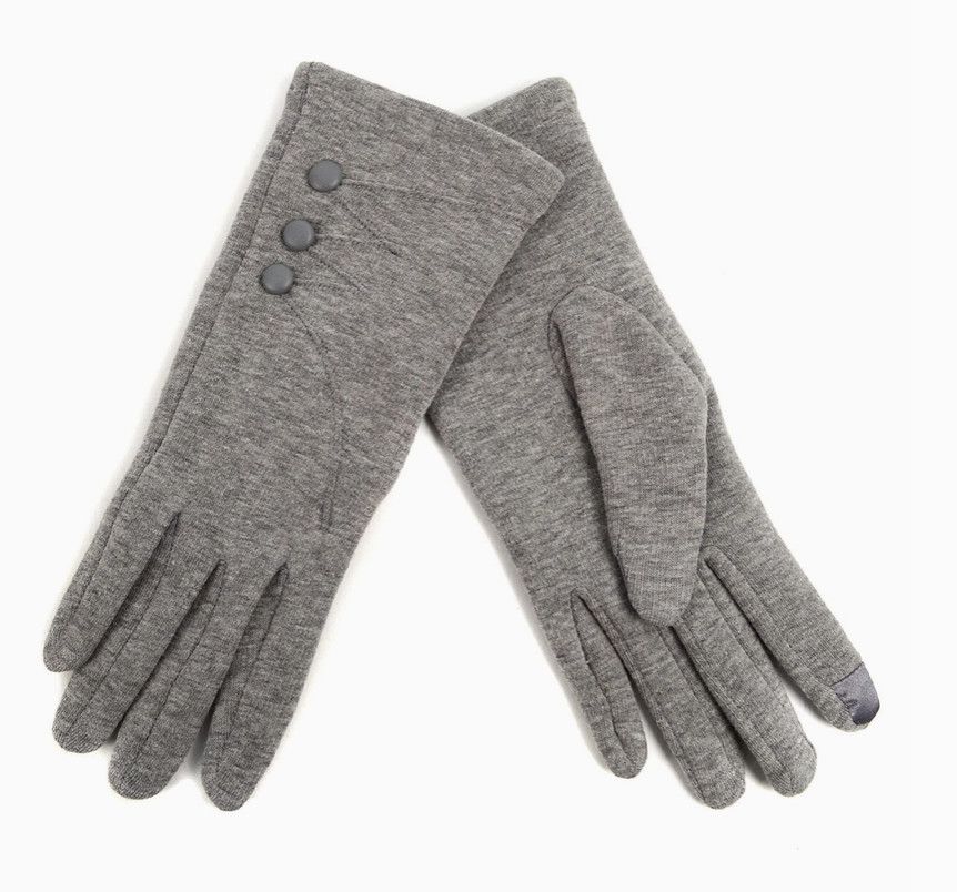 Stylish Touch Screen Gloves with Button Accent, Grey, Size: S/M