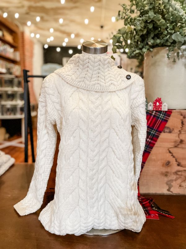 Maeve Aran Supersoft Sweater with Button Collar