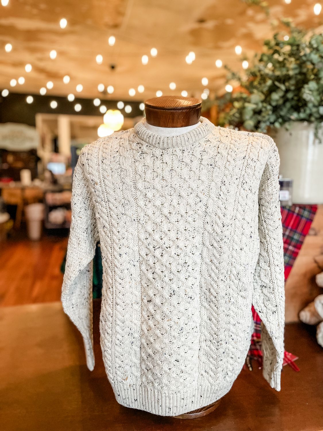 Inisheer Traditional Sweater, Flecked Cream
