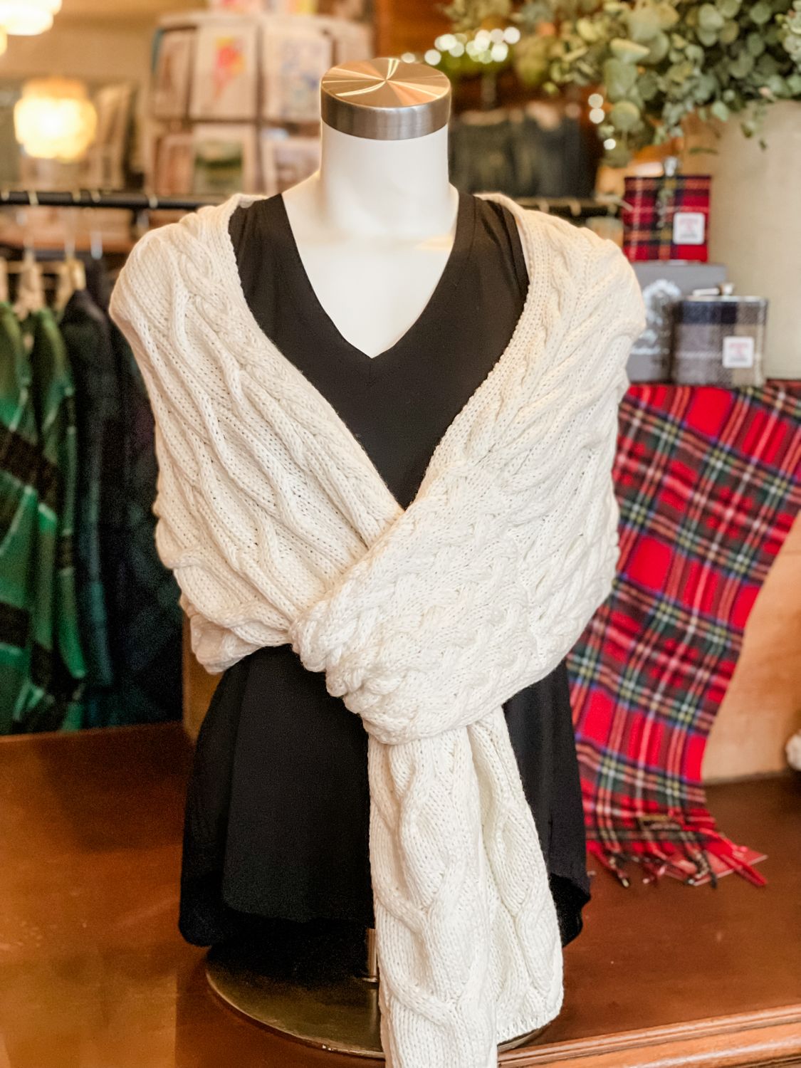Rosturk Aran Pull Through Cable Shawl