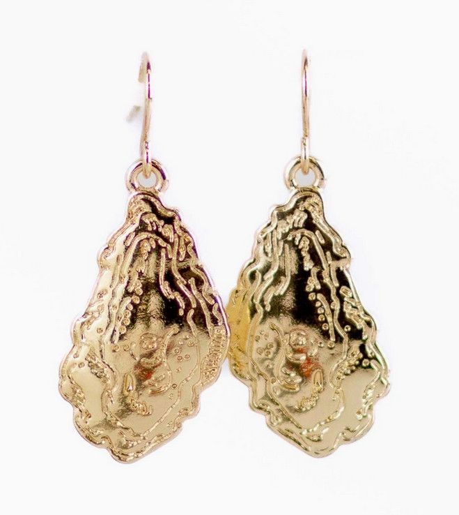Oyster Earrings Gold 1&quot;