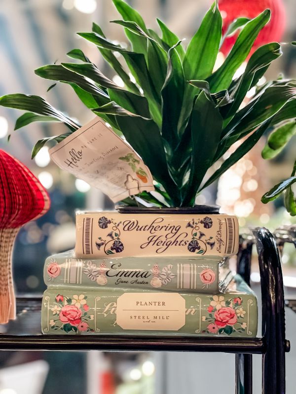 Planter, Stacked Books