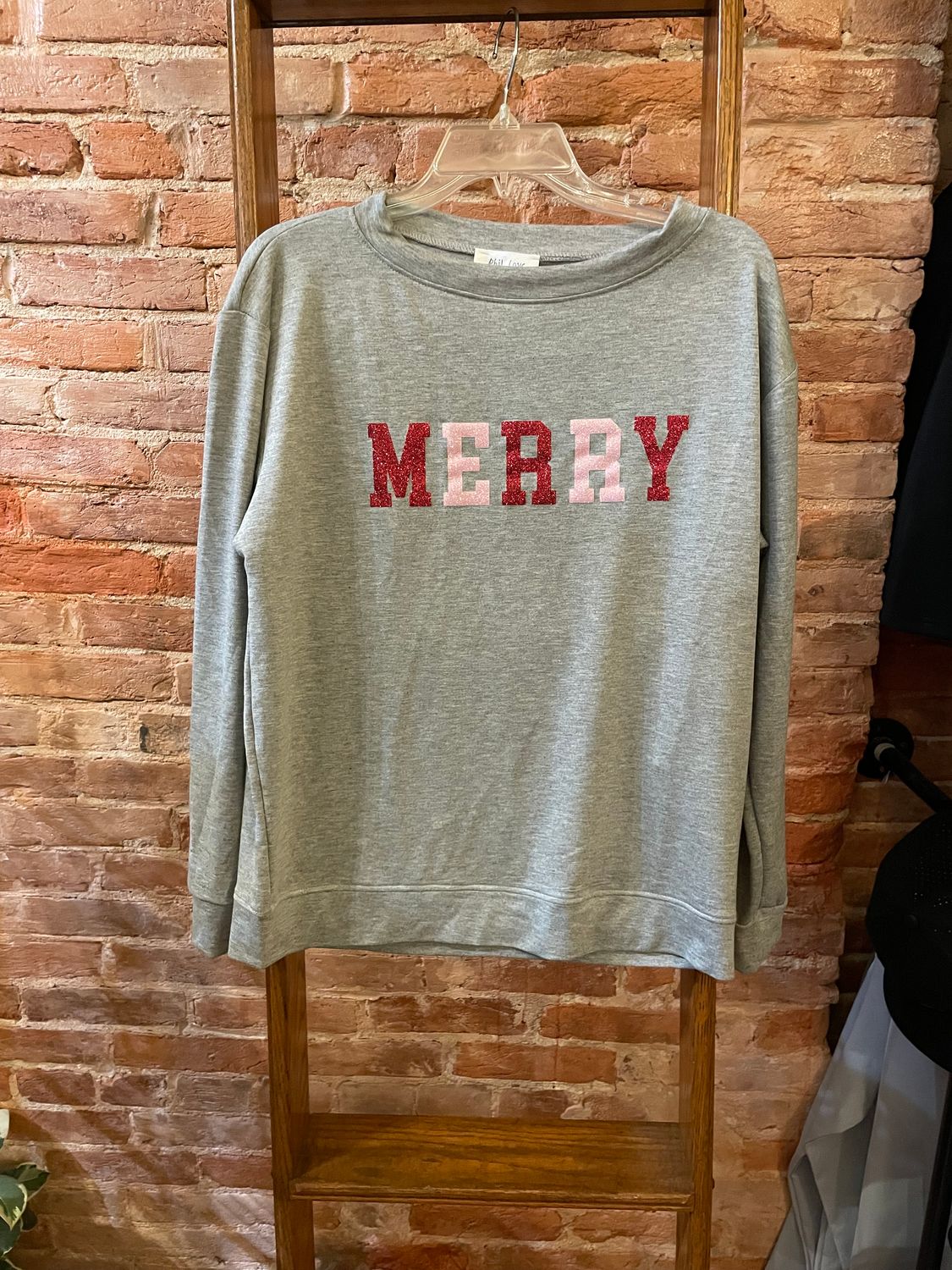 Merry Glitter Letter French Terry Sweatshirt