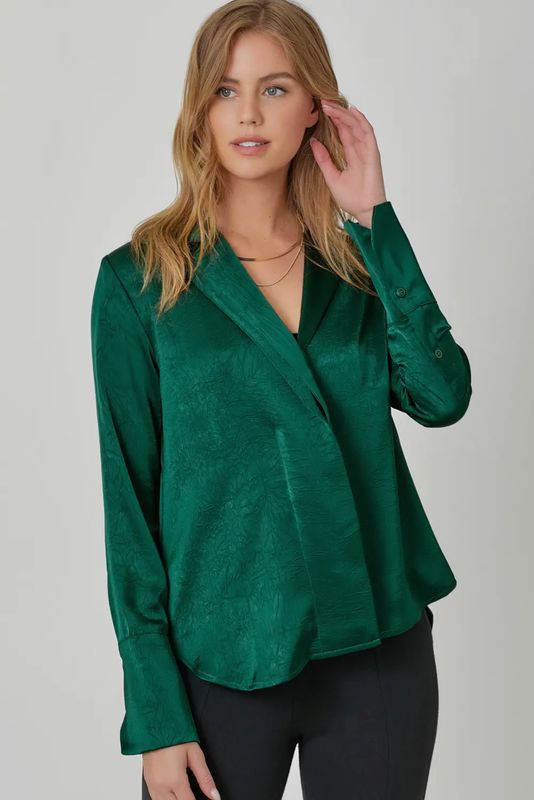 French Cuff Hidden Button Blouse