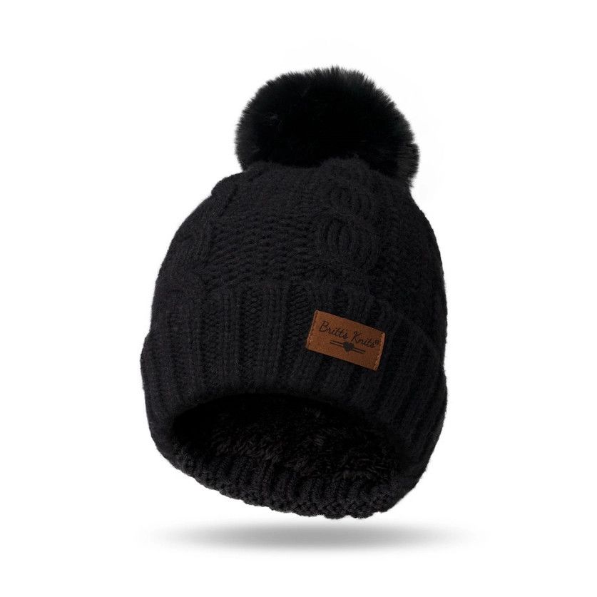 Cozy Classics Pom Hats, Color: Black
