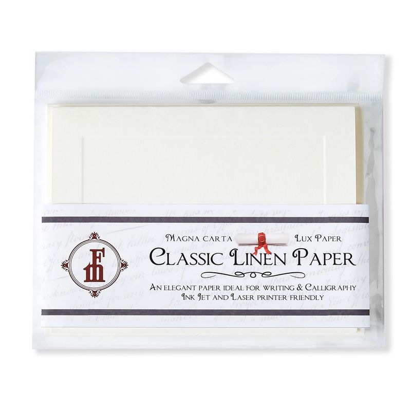 Classic Linen Note Card Set w/ Envelopes Brilliant White