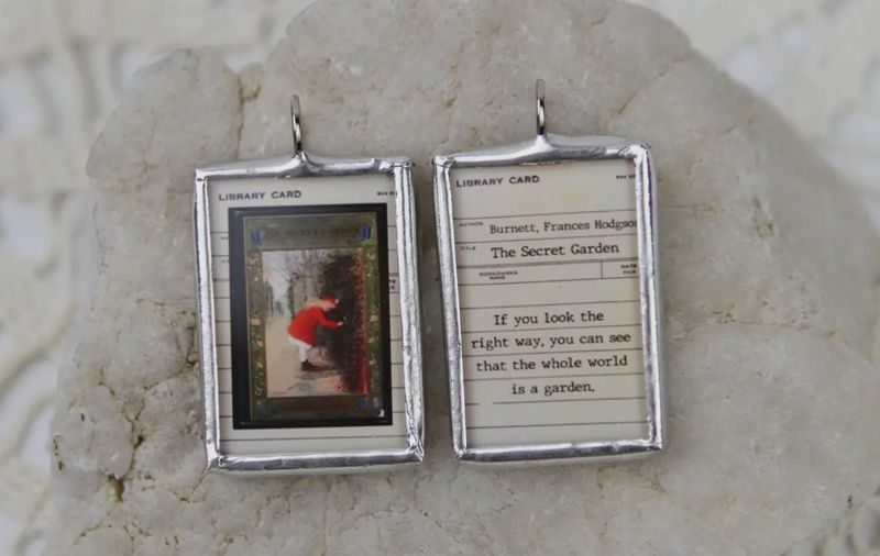 Vintage Book Cover Charm Necklace