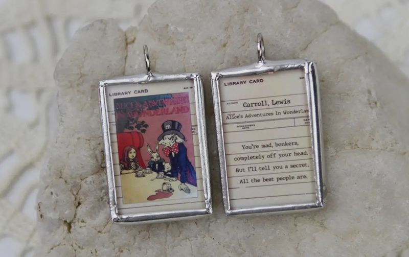 Vintage Book Cover Charm Necklace