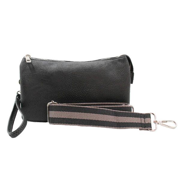 Stefani Wristlet Crossbody, Color: Black