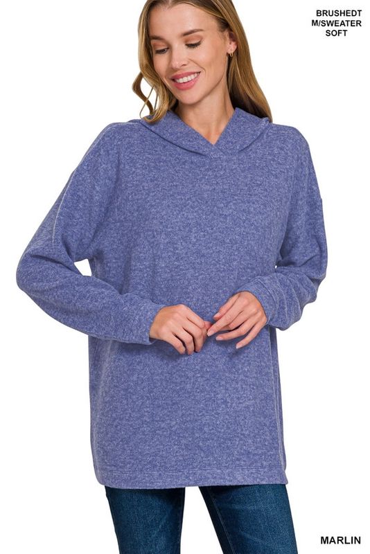 Hooded Brushed Melange Hacci Sweater