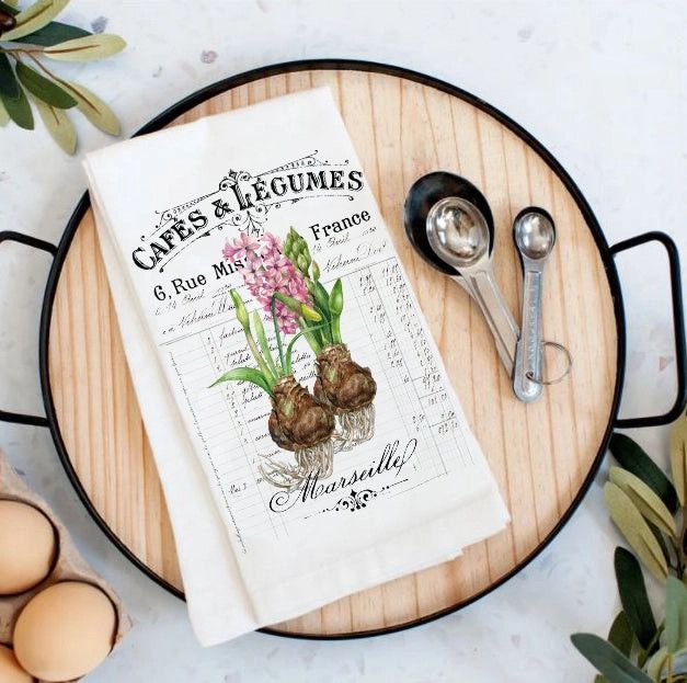 French Spring Bulbs Daffodils Cotton Tea Towels
