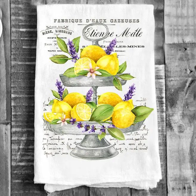 Lemons and Lavender 2 Tier Tray Kitchen Cotton Tea Towels