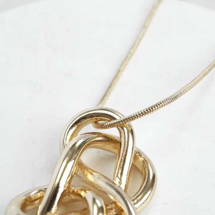 Minimalist Mid-Length Abstract Pendant Necklace, Gold Tone