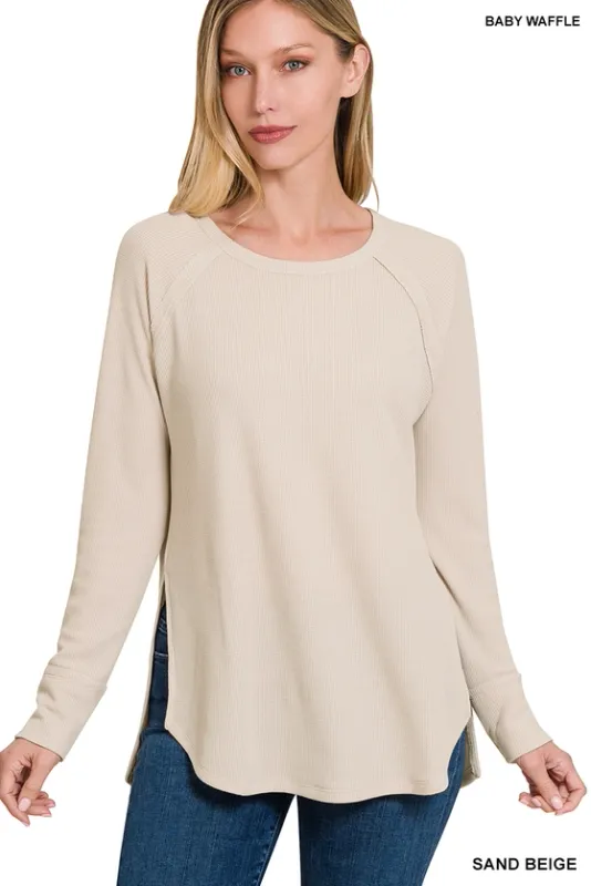 Melange Baby Waffle Long Sleeve Top