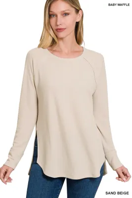 Melange Baby Waffle Long Sleeve Top