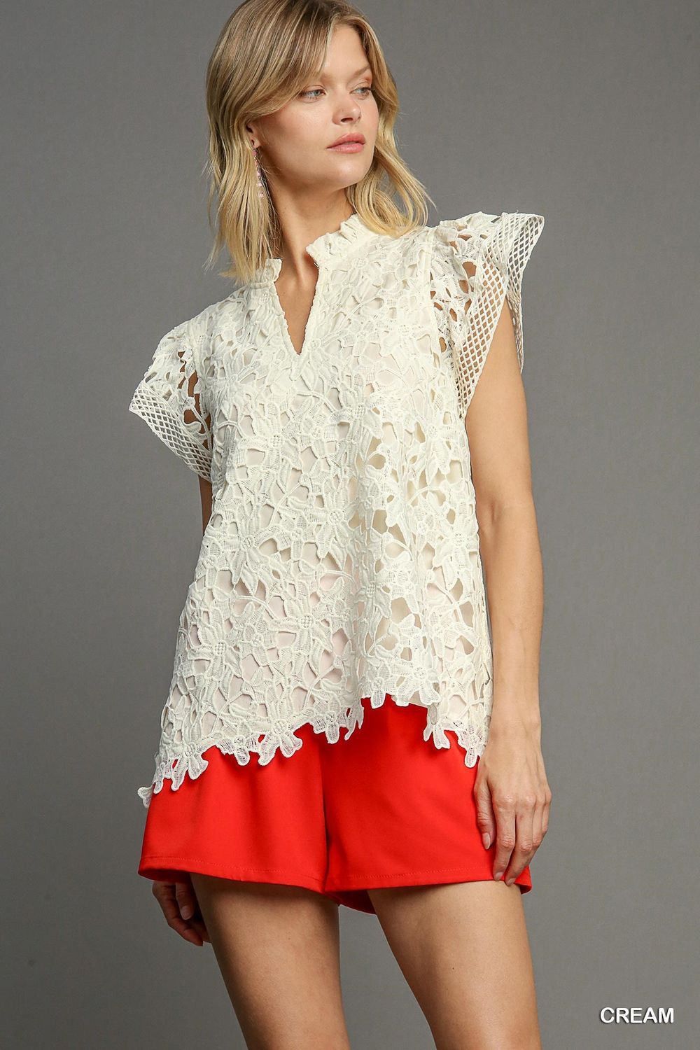 美品‼️お得‼️Lace Trimming Cotton Blouse
