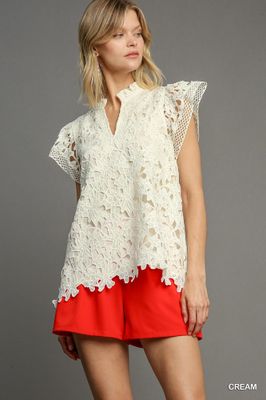 Lace Split Neck Top