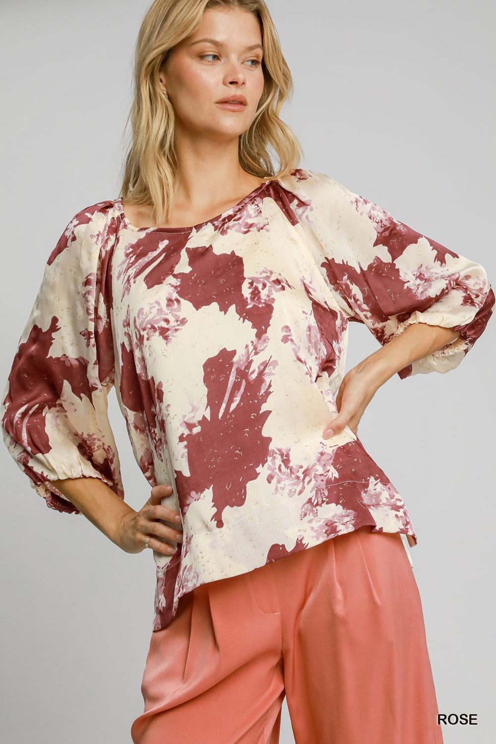 Metallic Abstract Print Top