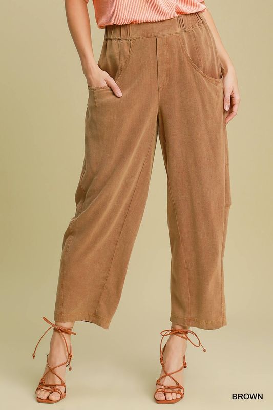 Mineral Wash Linen Blend Baggy Fit Pants