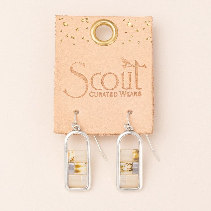 Good Karma Miyuki Frame Earring, Color: Ivory/Silver
