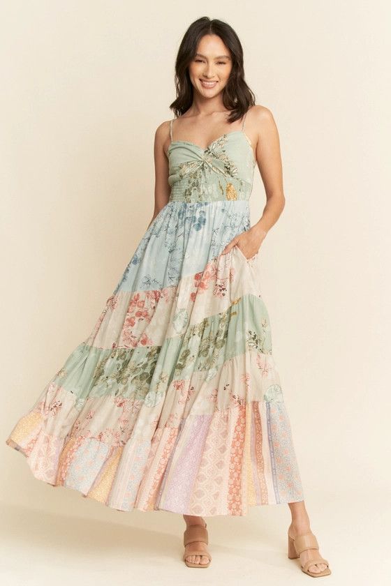 Floral Mix Matched Tiered Maxi Dress