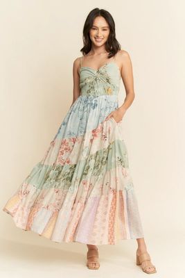 Floral Mix Matched Tiered Maxi Dress