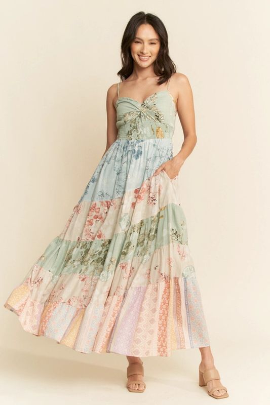 Floral Mix Matched Tiered Maxi Dress