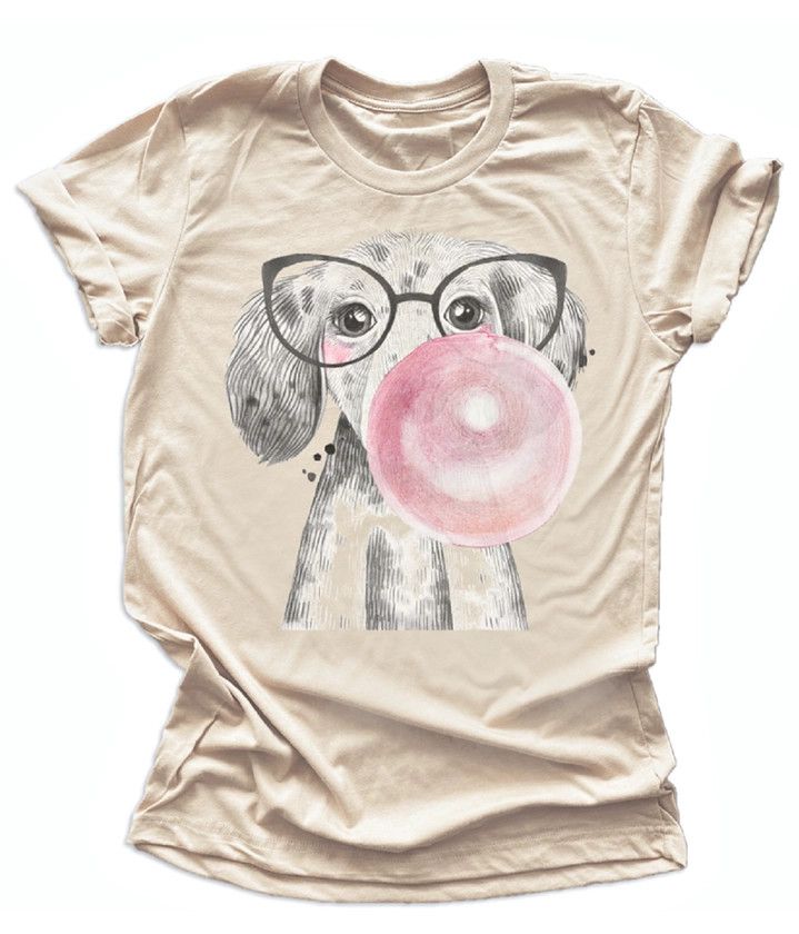 Bubblegum Dog Glasses Graphic Tee