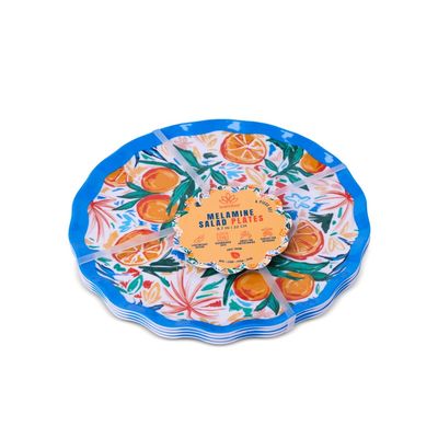 Scalloped Edge Melamine Salad Plates, Set of 4