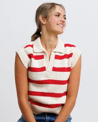 Striped Collared Sweater Vest