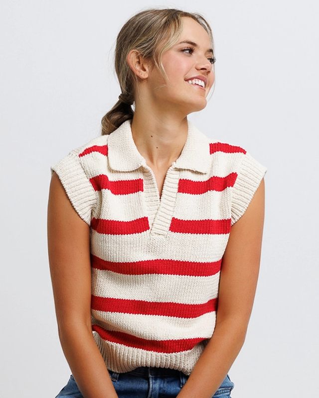 Striped Collared Sweater Vest