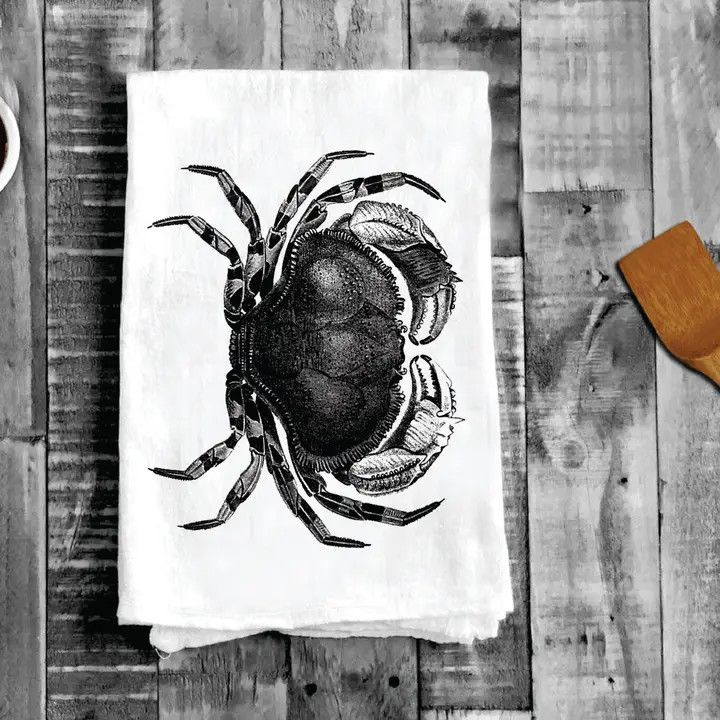 Vintage Victorian Crab, Ocean, Cotton Tea Towel