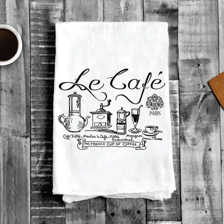 French Coffee, Le Cafe, Cotton Tea Towel