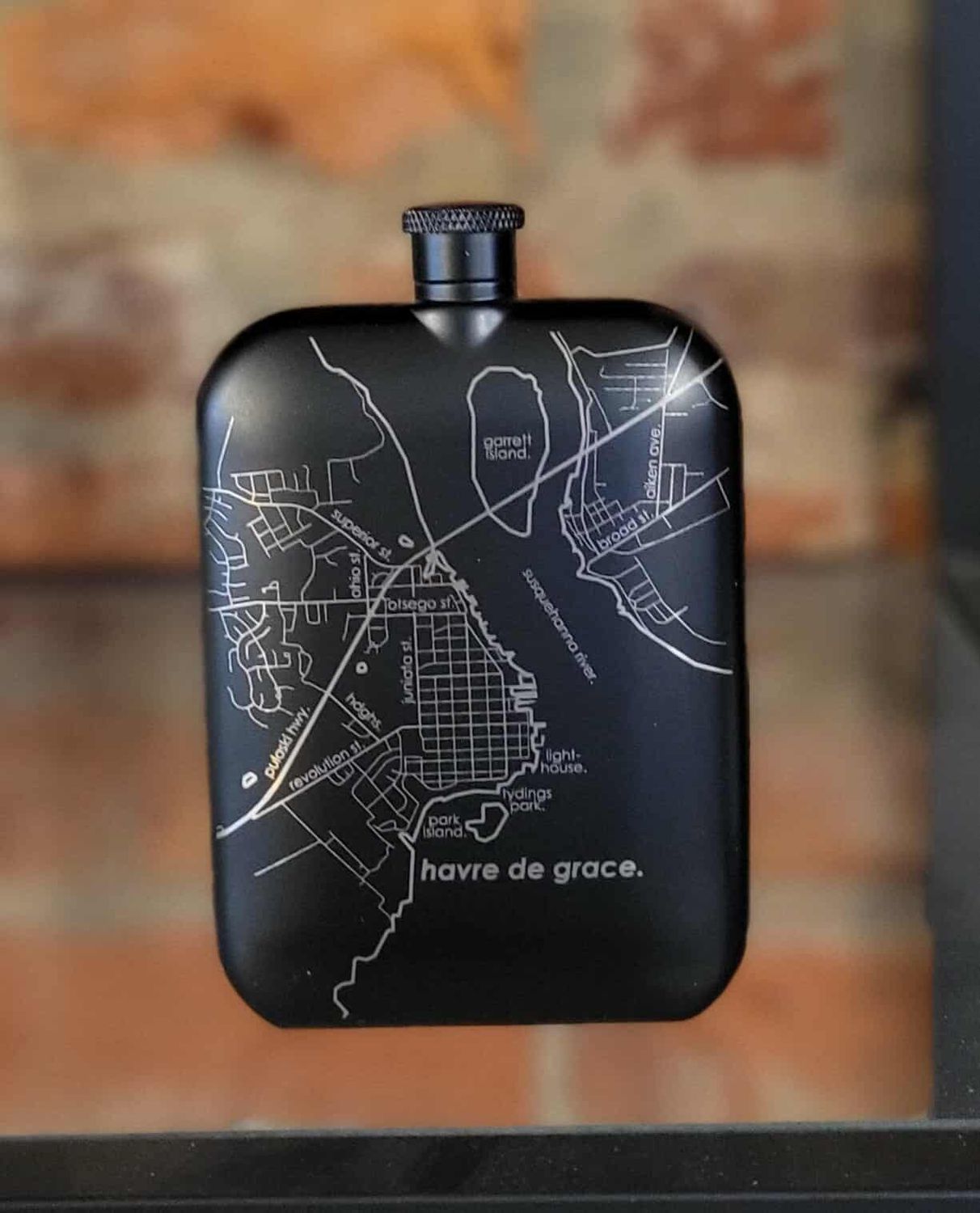 Hometown Maps Pocket Flask - Matte Black, Color: HdG