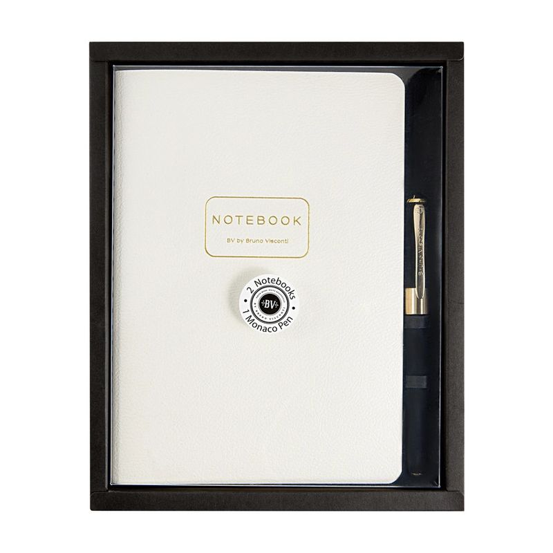 Executive Gift Set of 3 -White Pen and 2 White A5 Notebooks