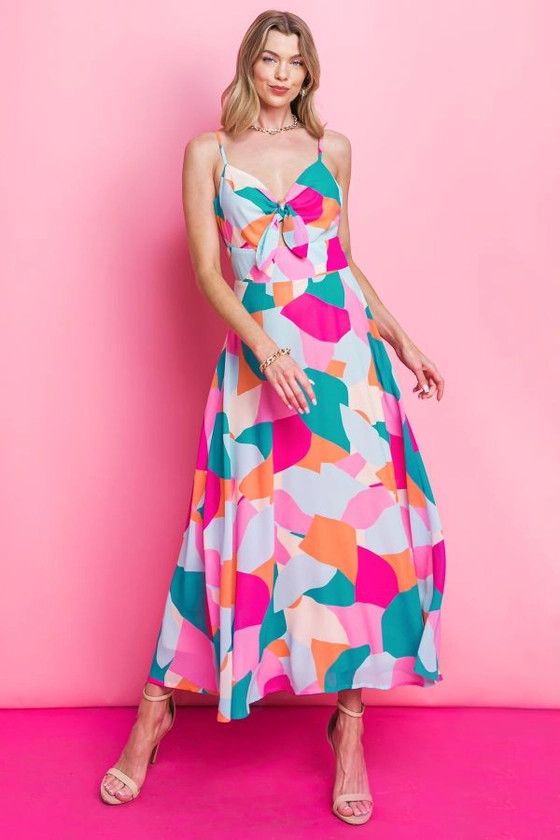 Printed Woven Midi Dress