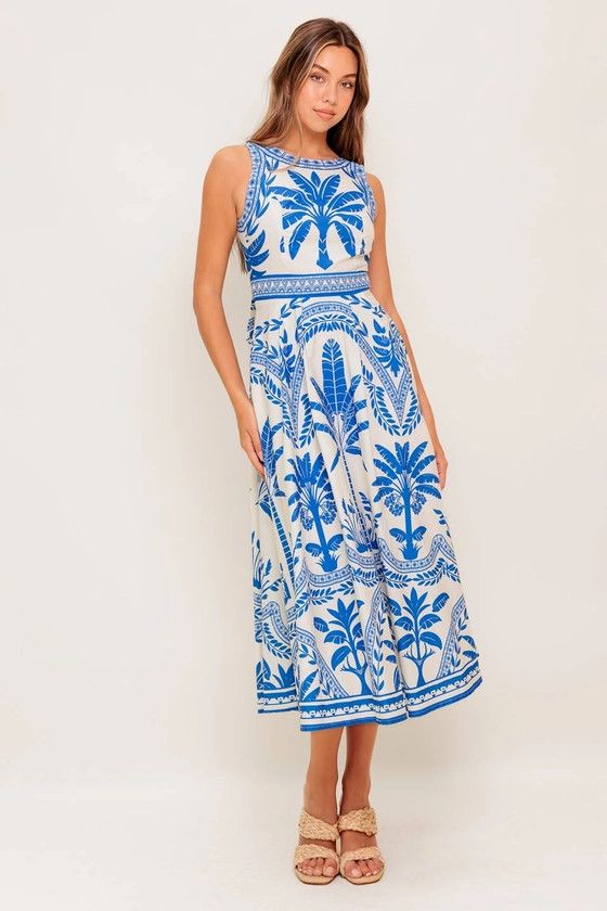 Printed Woven Midi Dress
