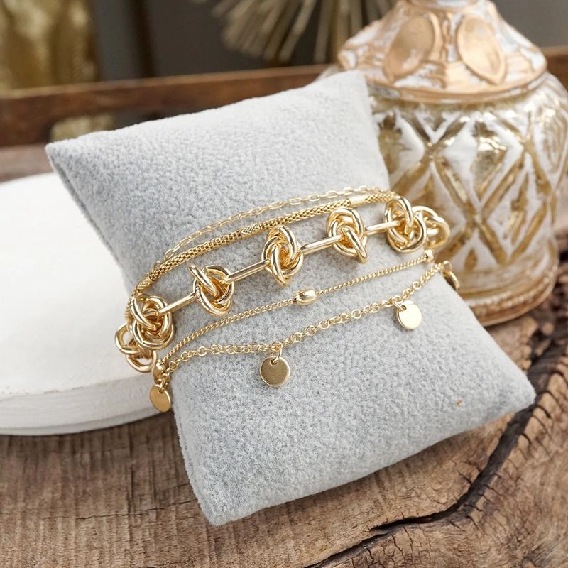 Multi-Layer Bracelet Stack/Gold Tone