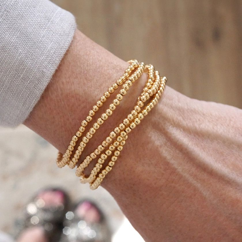 Dainty Gold Beaded Bracelet Stack/Set of 5