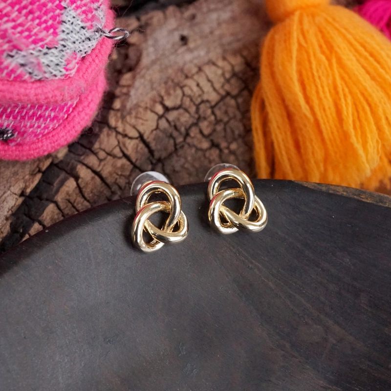 Love Knot Stud Statement Earrings/Gold Tone