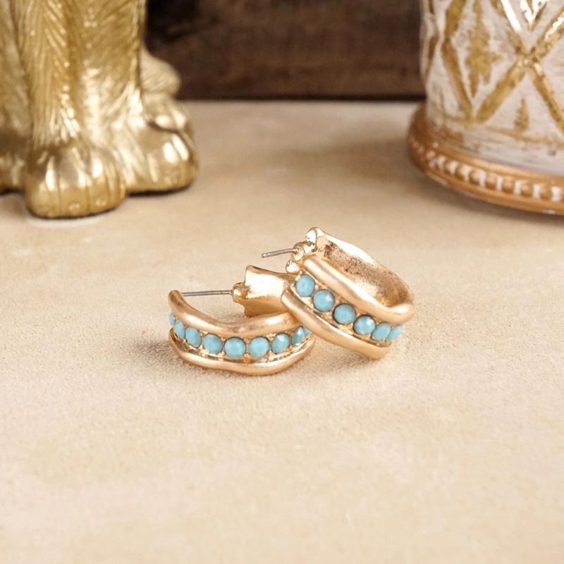 Minimalist Hoops/Turquoise/Brushed Gold