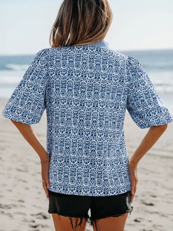 Ric-Rac Puff Sleeve Top