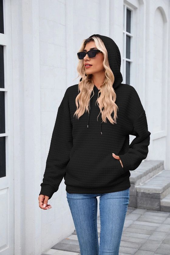 Oversized Waffle Knit Hoodie