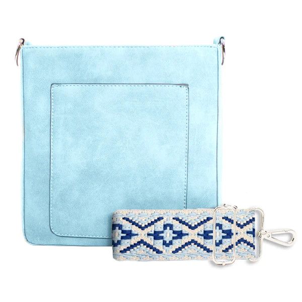 Ashley Suede Crossbody, Color: Sky Blue